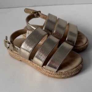 Janie and Jack Rachel Zoe toddler girls sz 6 gold sandals summer shoes VGC cute